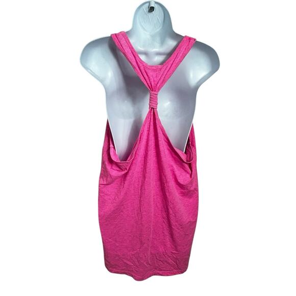 Neon Pink Racerback Tank Top Sz 1X Cotton Blend Sleeveless Loose Tee - Picture 5 of 5
